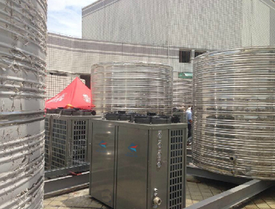 100人3吨空气源热泵热水工程纸品厂